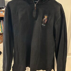 Ralph Lauren Bear Black Quarter-Zip Pullover